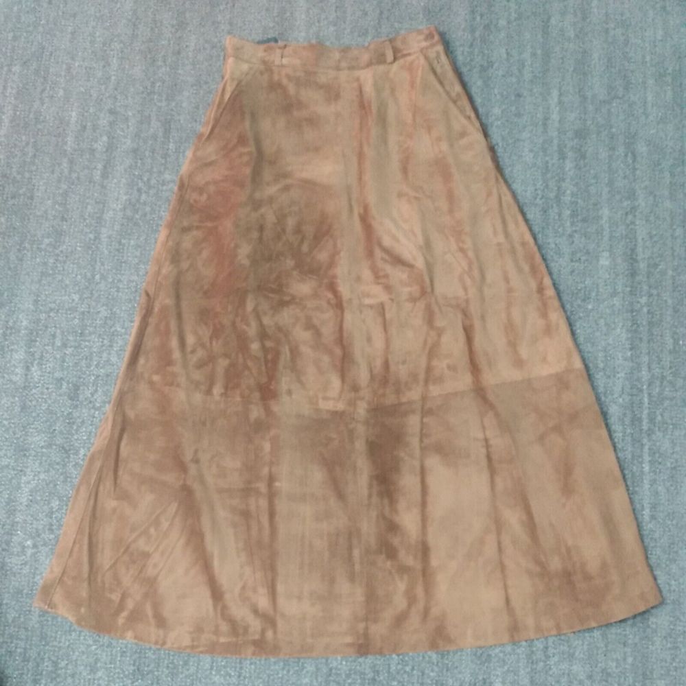 Vintage Bushwacker tan long Suede Leather Maxi Skirt Size 6 made in USA